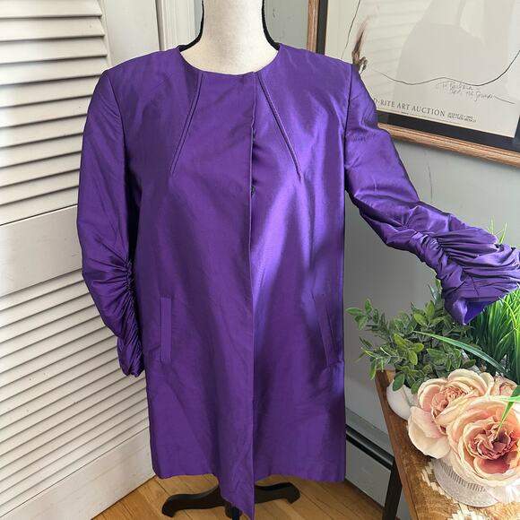 YALY COUTURE Womens Jacket *Large Purple Irridescent Taffeta Evening Wedding - Picture 3 of 14